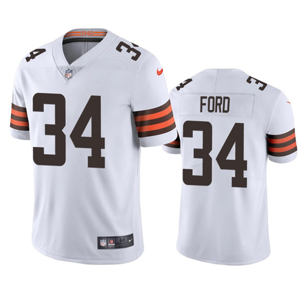  Mens Cleveland Browns #34 Jerome Ford Nike White Away Vapor Limited Jersey 