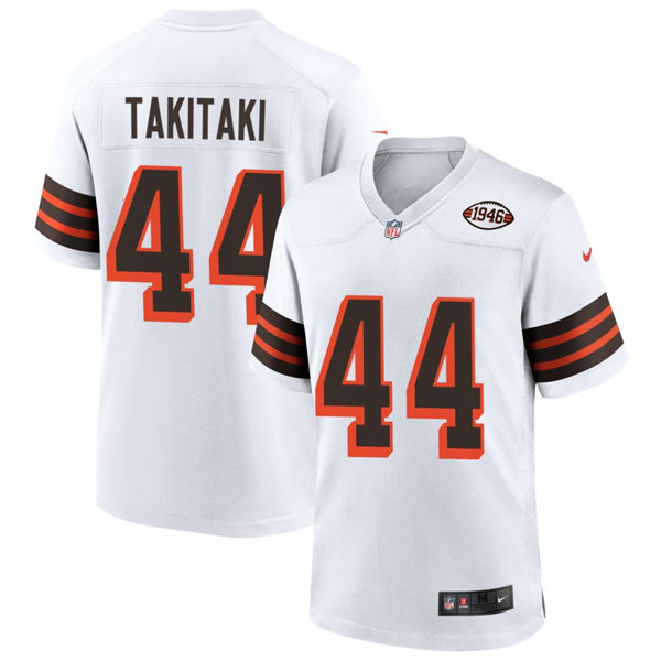  Mens Cleveland Browns #44 Sione Takitaki Nike White 1946 Collection 75th Anniversary Jersey 