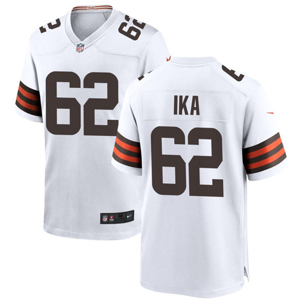  Mens Cleveland Browns #62 Siaki Ika Nike White Away Vapor Limited Jersey 