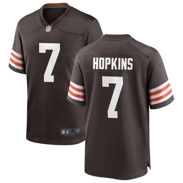  Mens Cleveland Browns #7 Dustin Hopkins  Nike Brown Home Vapor Limited Jersey 