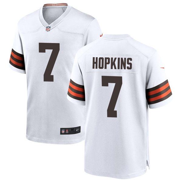  Mens Cleveland Browns #7 Dustin Hopkins Nike White Away Vapor Limited Jersey 
