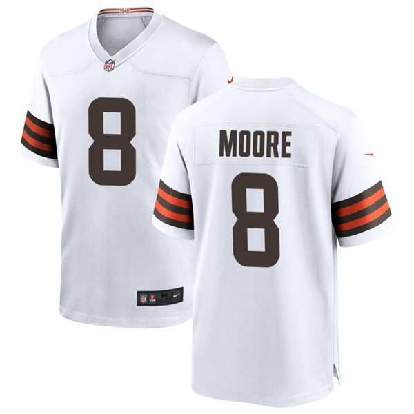  Mens Cleveland Browns #8 Elijah Moore Nike White Away Vapor Limited Jersey 