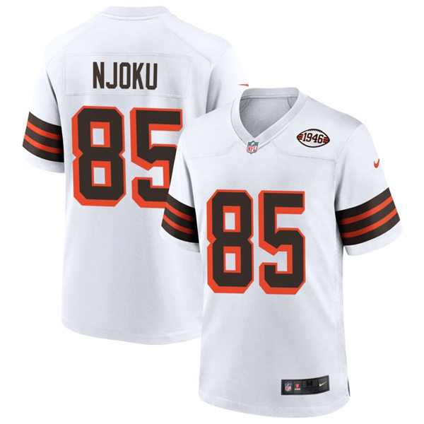  Mens Cleveland Browns #85 David Njoku Nike White 1946 Collection 75th Anniversary Jersey 