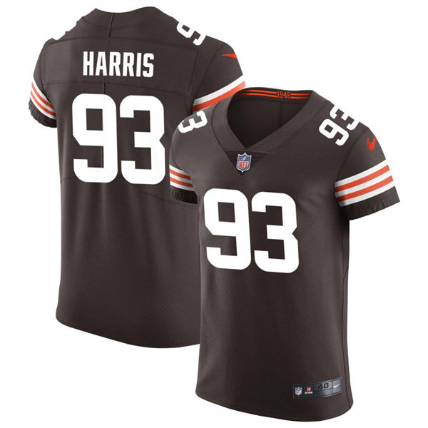  Mens Cleveland Browns #93 Shelby Harris Nike Brown Home Vapor Limited Jersey 