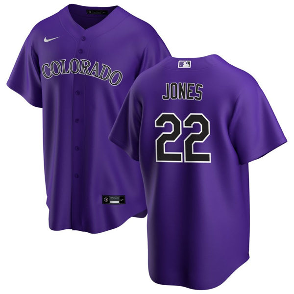  Mens Colorado Rockies #22 Nolan Jones Nike Purple Alternate Limited Jersey 