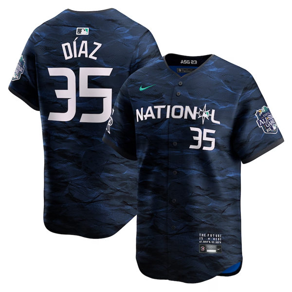  Mens Colorado Rockies #35 Elias Diaz National League 2023 MLB All-Star Game Limited Player Jersey Navy 