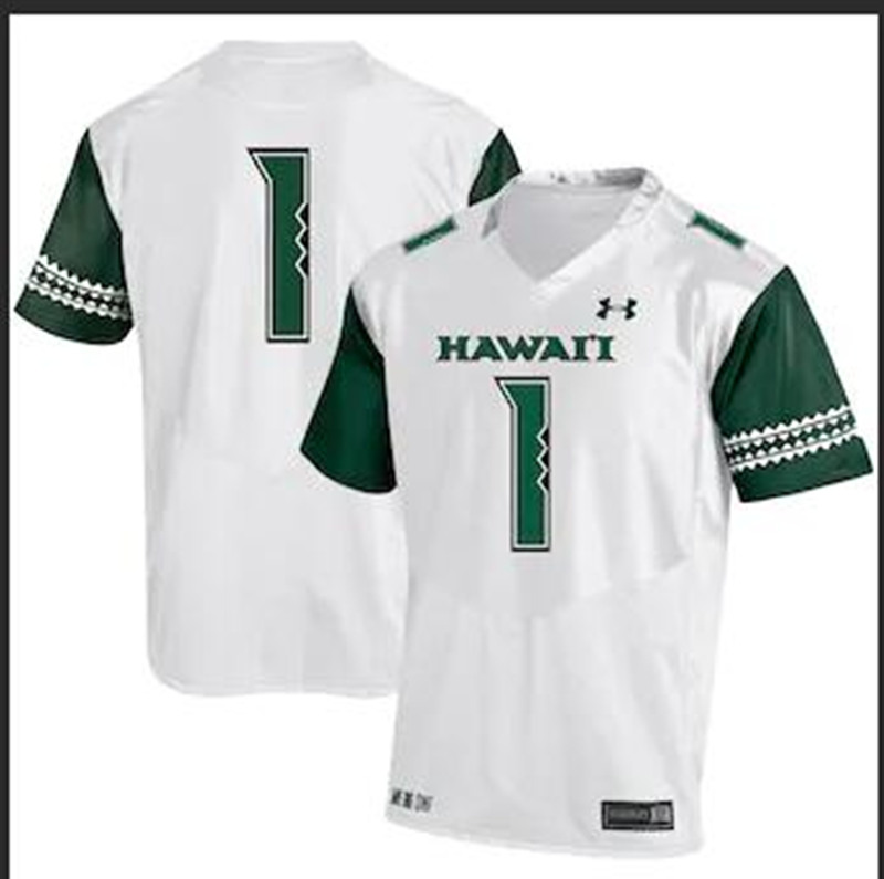  Mens Custom Hawaii Rainbow Warriors Custom Genta Ito Fred Holly III Miles Reed Dakota Torres Under Armour White Football Jersey 