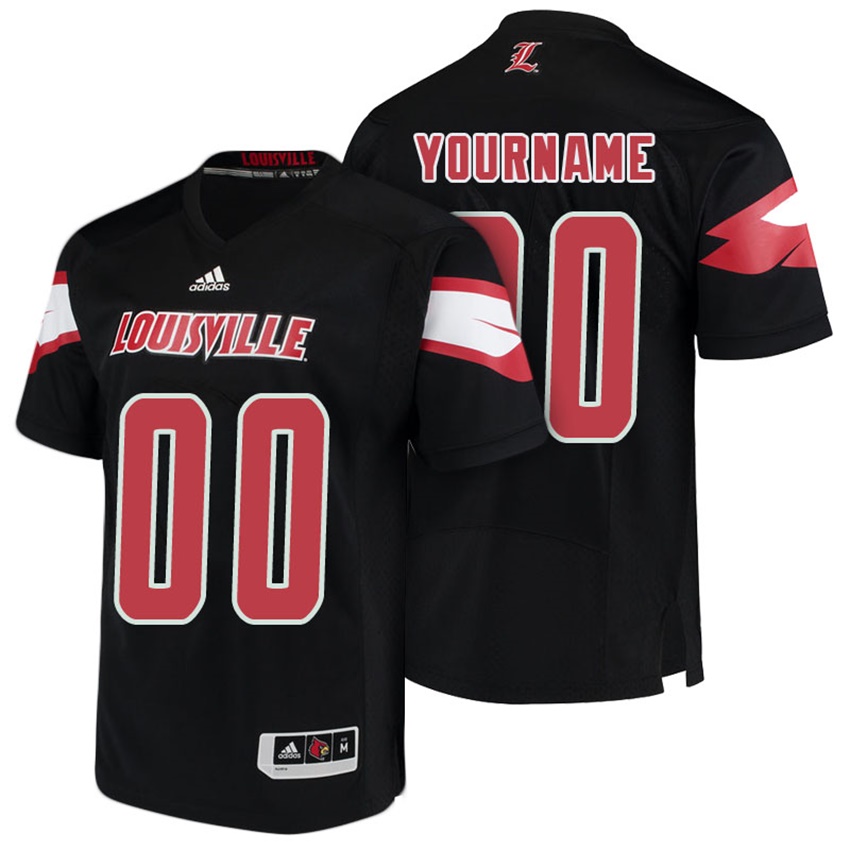  Mens Custom Louisville Cardinals Black Adidas College Personalized Football Jersey 