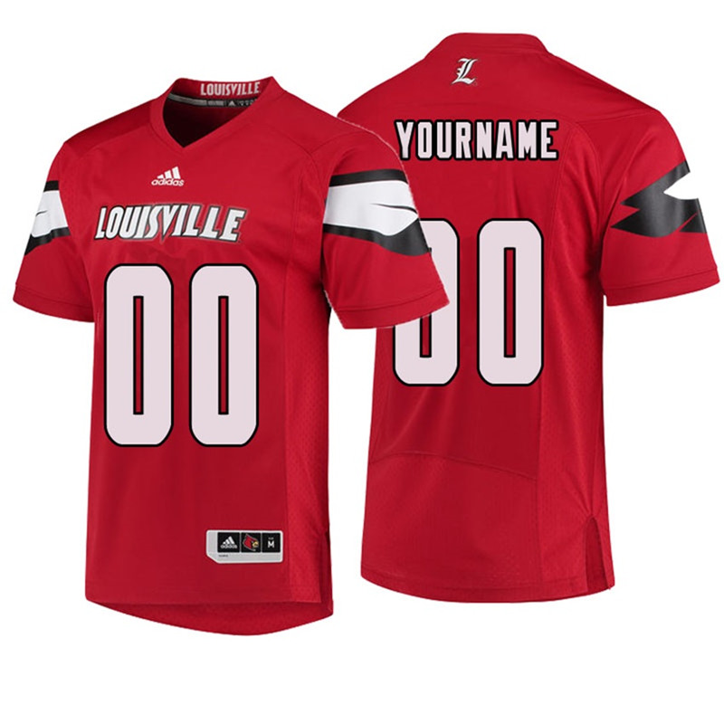 Mens Custom Louisville Cardinals Red Adidas College Personalized Football Jersey 