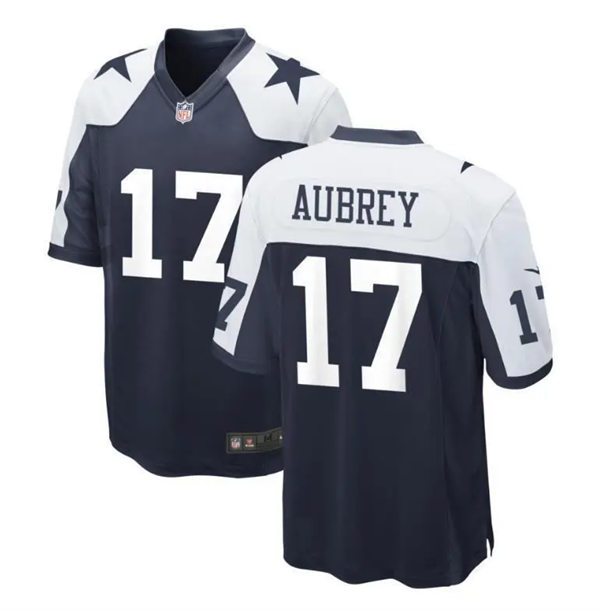  Mens Dallas Cowboys #17 Brandon Aubrey Nike Navy Alternate 2023 F.U.S.E. Vapor Limited Jersey 