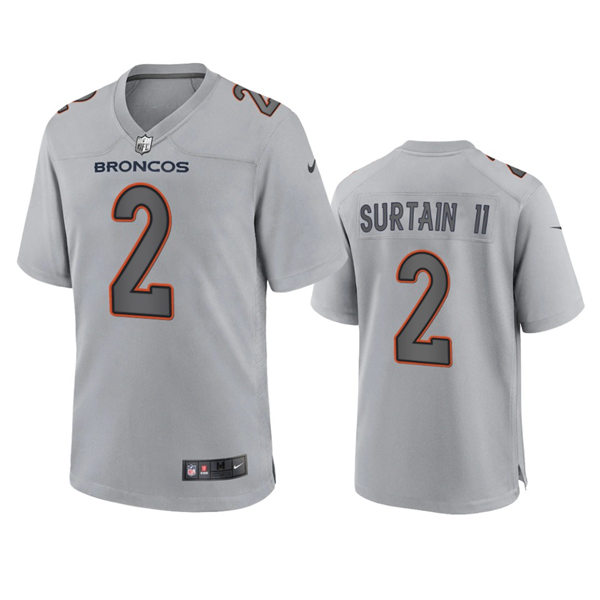  Mens Denver Broncos #2 Patrick Surtain II Gray Atmosphere Fashion Game Jersey 