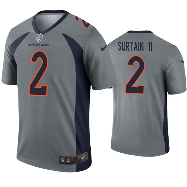  Mens Denver Broncos #2 Patrick Surtain II Nike Gray Inverted Legend Player Jersey 