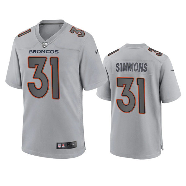  Mens Denver Broncos #31 Justin Simmons Gray Atmosphere Fashion Game Jersey 