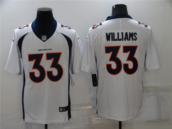  Mens Denver Broncos #33 Javonte Williams Nike White Vapor Untouchable Limited Jersey 