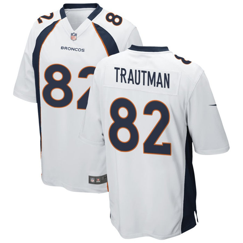  Mens Denver Broncos #82 Adam Trautman Nike White Vapor Untouchable Limited Jersey 