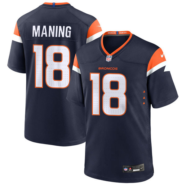  Mens Denver Broncos Retired Player #18 Peyton Manning Nike Navy Alternate Vapor F.U.S.E. Limited Jersey 