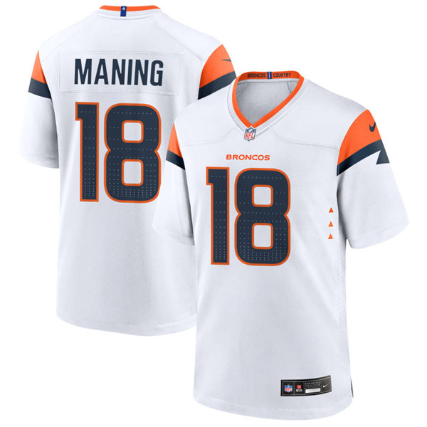  Mens Denver Broncos Retired Player #18 Peyton Manning Nike White Vapor F.U.S.E. Limited Jersey 