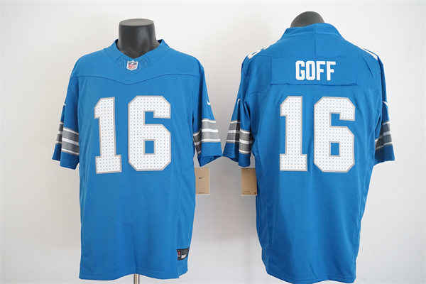 Mens Detroit Lions #16 Jared Goff Nike 2024 Blue Vapor F.U.S.E. Limited Jersey 