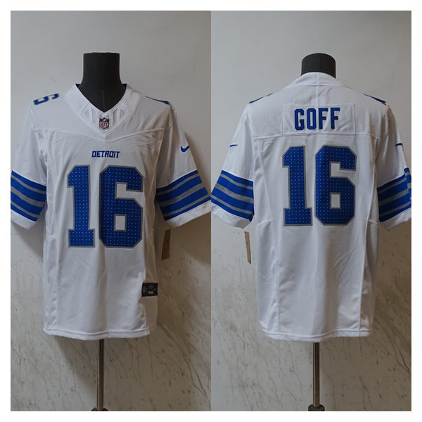  Mens Detroit Lions #16 Jared Goff Nike 2024 White Vapor F.U.S.E. Limited Jersey 