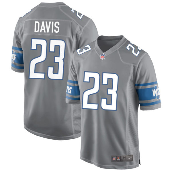  Mens Detroit Lions #23 Carlton Davis Nike Steel Alternate F.U.S.E. Vapor Limited Jersey 