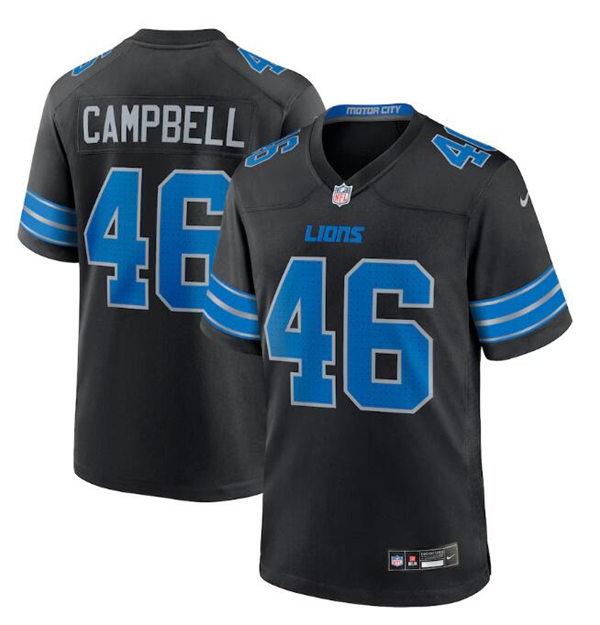  Mens Detroit Lions #46 Jack Campbell Nike 2024 Black 2nd Alternate Vapor F.U.S.E. Limited Jersey 
