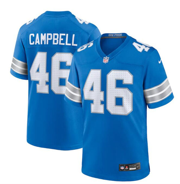  Mens Detroit Lions #46 Jack Campbell Nike 2024 Blue Vapor F.U.S.E. Limited Jersey 