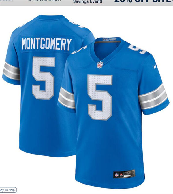  Mens Detroit Lions #5 David Montgomery Nike 2024 Blue Vapor F.U.S.E. Limited Jersey 