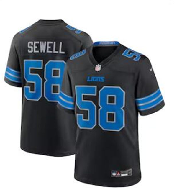  Mens Detroit Lions #58 Penei Sewell Nike 2024 Black 2nd Alternate Vapor F.U.S.E. Limited Jersey 