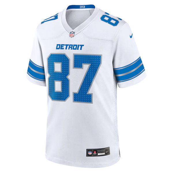  Mens Detroit Lions #87 Sam LaPorta Nike 2024 White Vapor F.U.S.E. Limited Jersey 