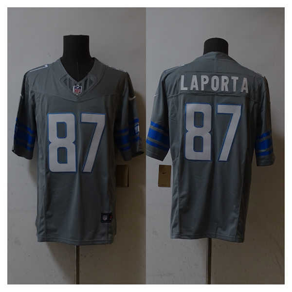  Mens Detroit Lions #87 Sam LaPorta Nike Steel Alternate F.U.S.E. Vapor Limited Jersey 