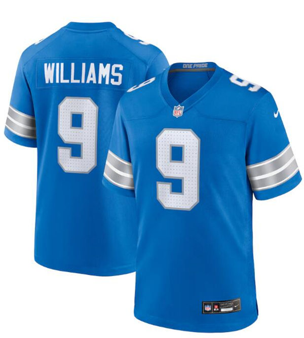  Mens Detroit Lions #9 Jameson Williams Nike 2024 Blue Vapor F.U.S.E. Limited Jersey 