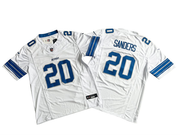 Mens Detroit Lions Retired Player #20 Barry Sanders Nike 2024 White Vapor F.U.S.E. Limited Jersey 