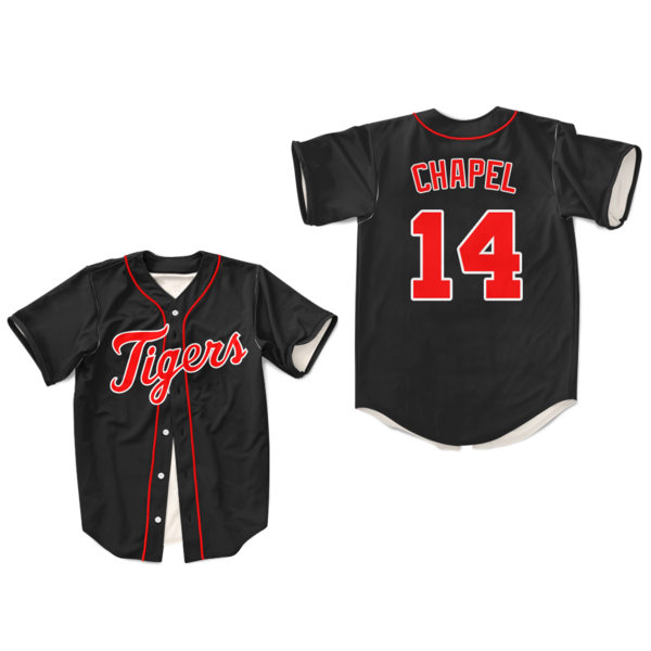  Mens Detroit Tigers #14 Billy Chapel For Love of the Game Film baseball Jersey Black 