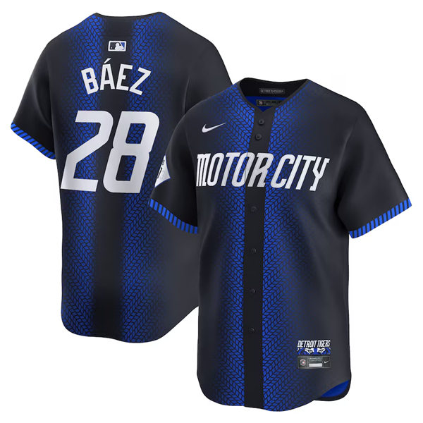  Mens Detroit Tigers #28 Javier Baez Nike Navy 2024 City Connect Limited Jersey 