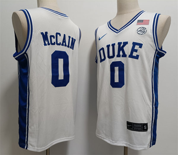 Mens Duke Blue Devils #0 Jared McCain Nike White College Basketball Game Jersey 