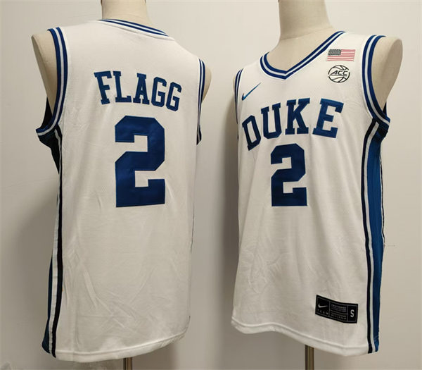  Mens Duke Blue Devils #2 Cooper Flagg White College Basketball Game Jersey 