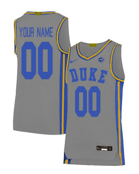  Mens Duke Blue Devils Custom Nike Grey College Basketball Game Jersey 