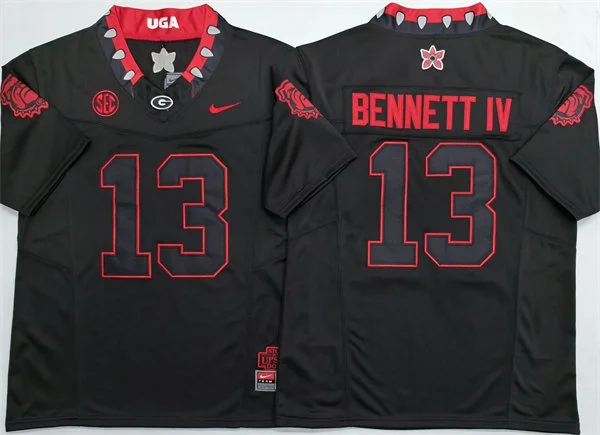  Mens Georgia Bulldogs #13 Stetson Bennett IV Nike Blackout Football Limitd Jersey 
