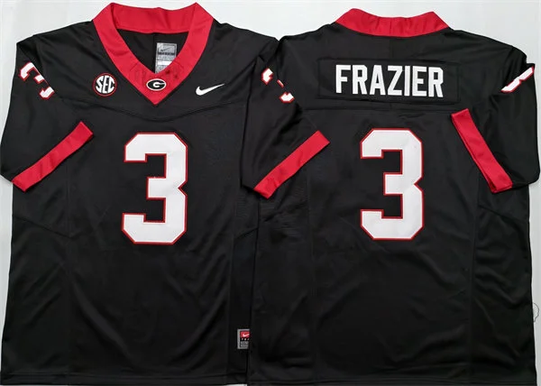  Mens Georgia Bulldogs #3 Nate Frazier Jr. Black College Football Game Jersey 