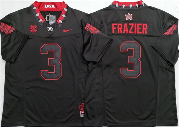  Mens Georgia Bulldogs #3 Nate Frazier Jr. Nike Blackout Football Limitd Jersey 