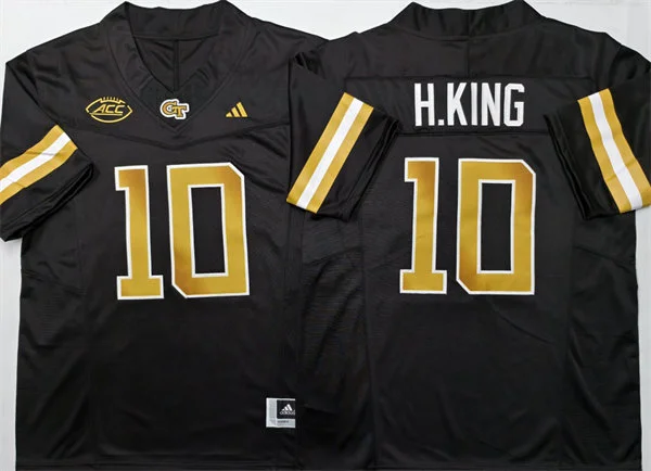  Mens Georgia Tech Yellow Jackets #10 Haynes King 2025  Charcoal College Football Game Jersey 