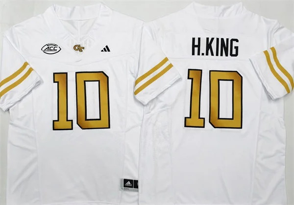  Mens Georgia Tech Yellow Jackets #10 Haynes King 2025 White College Football Game Jersey 