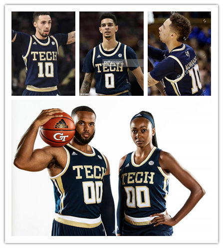  Mens Georgia Tech Yellow Jackets Custom Michael Devoe John Salley Mark Price Rich Yunkus Roger Kaiser Adidas 2018 Navy Tech Basketball Jersey 