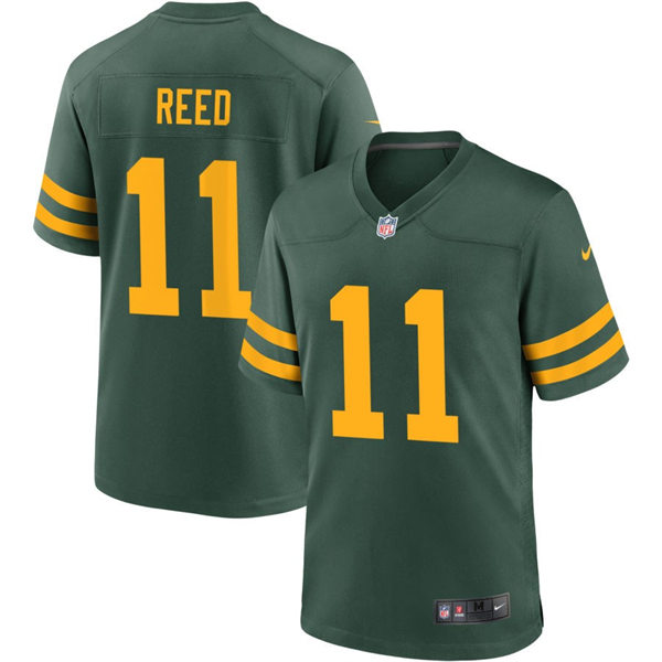  Mens Green Bay Packers #11 Jayden Reed Nike 2021 Green Alternate Retro 1950s Throwback Jersey 