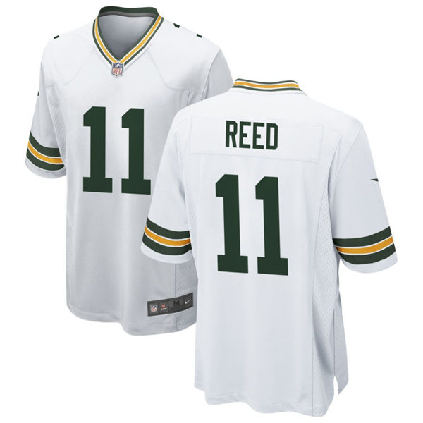  Mens Green Bay Packers #11 Jayden Reed Nike White Vapor Limited Player Jersey 