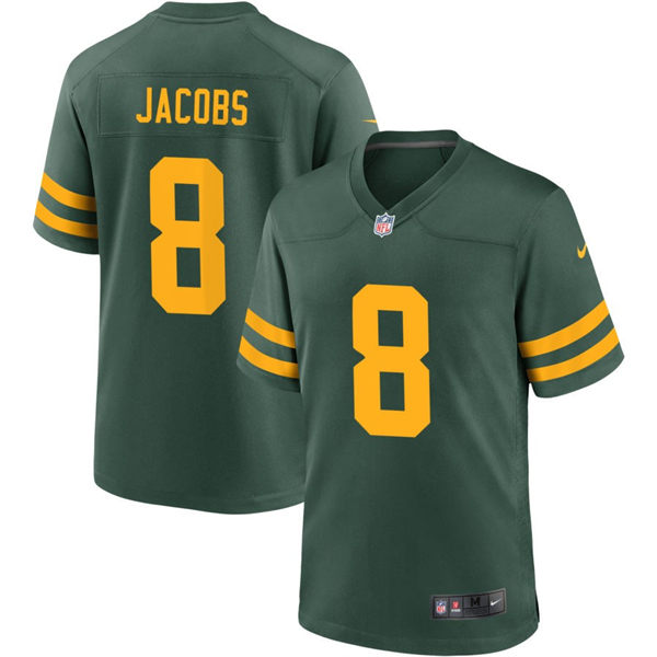  Mens Green Bay Packers #8 Josh Jacobs Nike Green Alternate Retro 1950s Throwback Jersey 