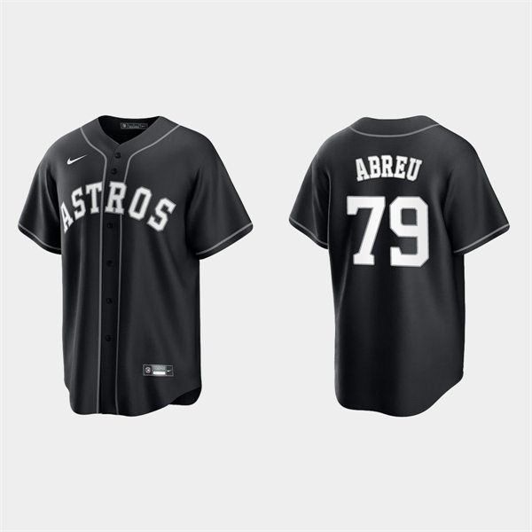  Mens Houston Astros #79 Jose Abreu Nike Black White Collection Jersey 