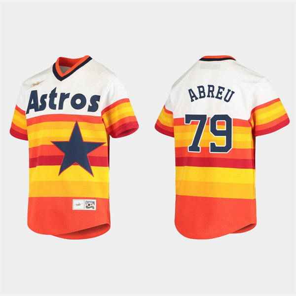  Mens Houston Astros #79 Jose Abreu Nike White Orange Cooperstown Collection Jersey 