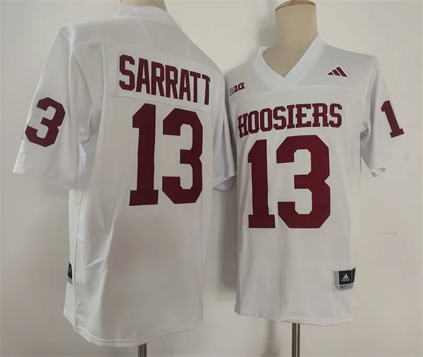  Mens Indiana Hoosiers #13 Elijah Sarratt White Hoosiers College Football Jersey 