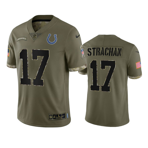  Mens Indianapolis Colts #17 Mike Strachan Olive 2022 Salute To Service Limited Jersey 